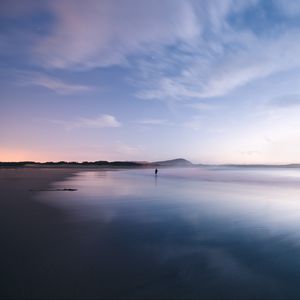 Preview wallpaper coast, ocean, loneliness, horizon, sunset