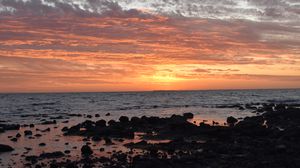 Preview wallpaper coast, ocean, sunset, dark