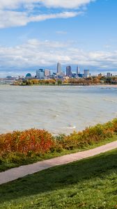Preview wallpaper coast, path, water, city, landscape