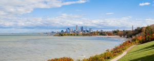 Preview wallpaper coast, path, water, city, landscape