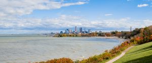 Preview wallpaper coast, path, water, city, landscape