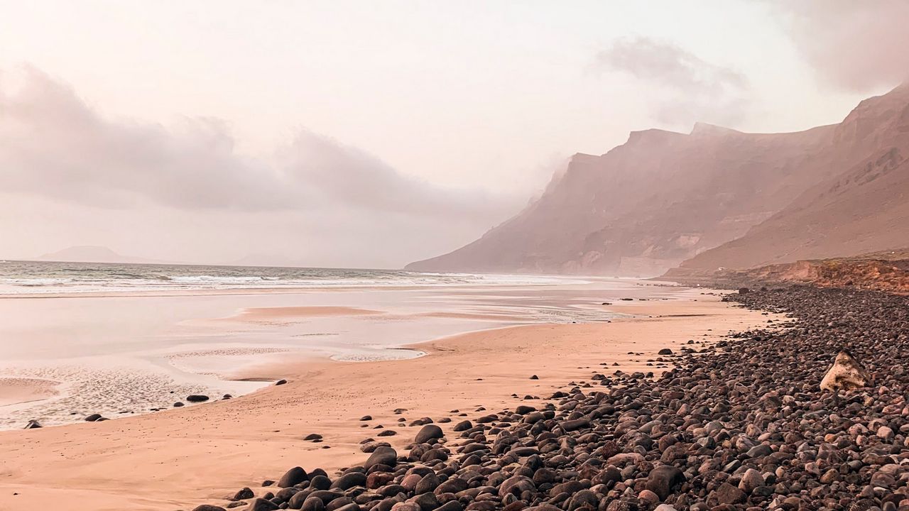 Wallpaper coast, pebbles, rocks, sea