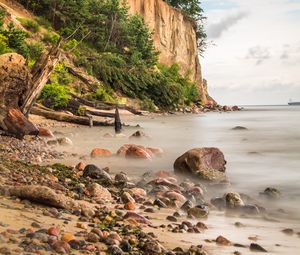 Preview wallpaper coast, pebbles, stones, sea, nature