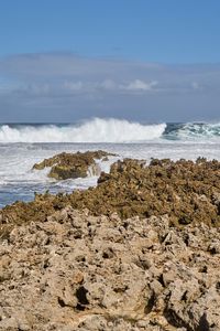 Preview wallpaper coast, reefs, sea, waves, foam, nature