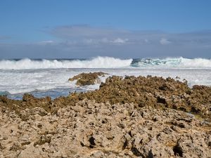 Preview wallpaper coast, reefs, sea, waves, foam, nature