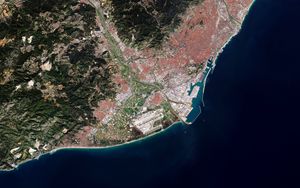 Preview wallpaper coast, relief, water, aerial view