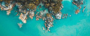 Preview wallpaper coast, rocks, aerial view, sea, water