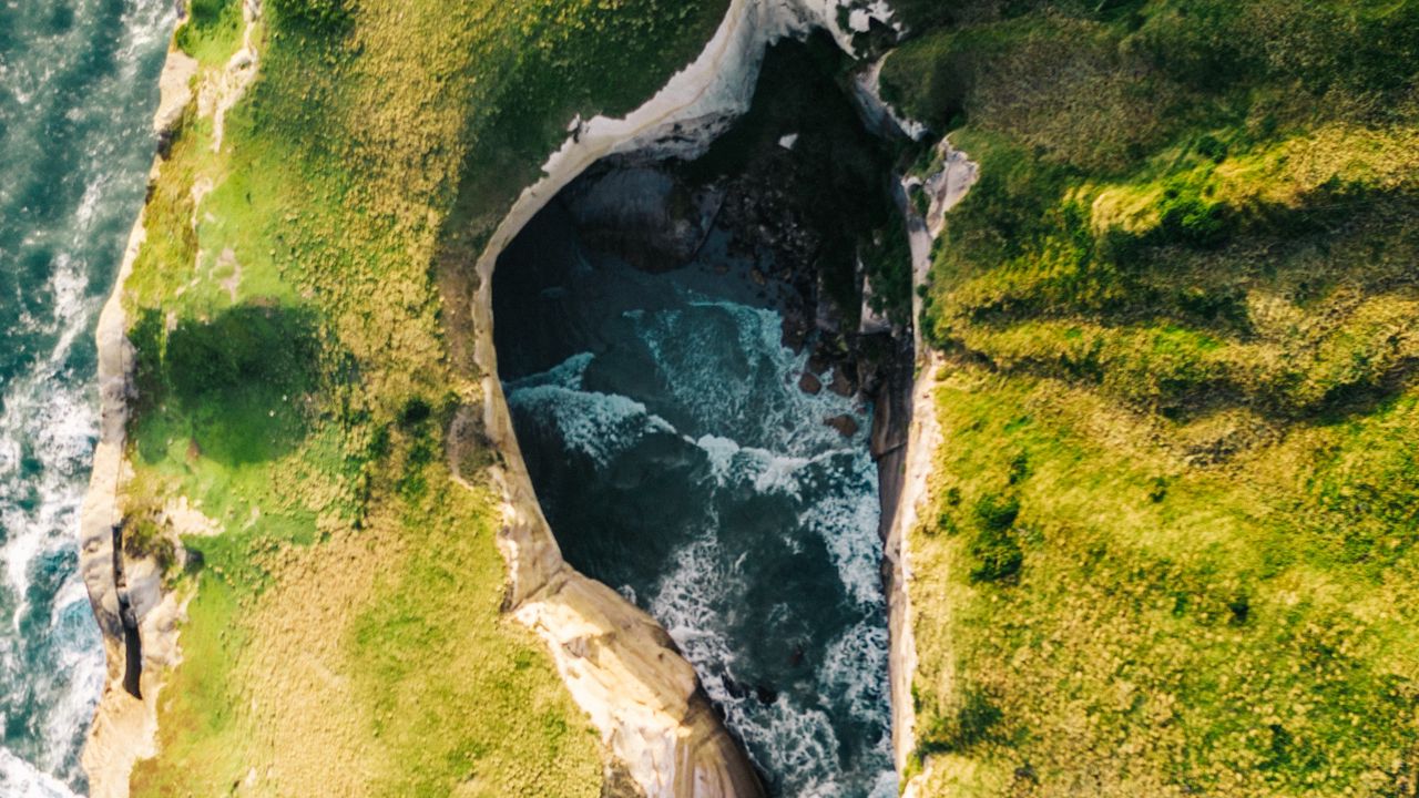 Wallpaper coast, rocks, aerial view, sea, surf