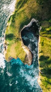 Preview wallpaper coast, rocks, aerial view, sea, surf