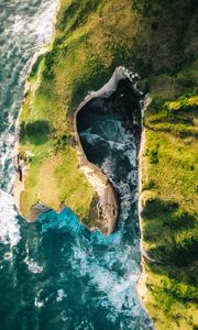 Preview wallpaper coast, rocks, aerial view, sea, surf