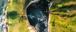 Preview wallpaper coast, rocks, aerial view, sea, surf