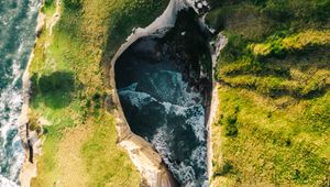 Preview wallpaper coast, rocks, aerial view, sea, surf