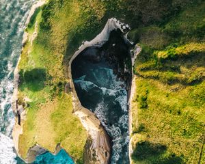 Preview wallpaper coast, rocks, aerial view, sea, surf