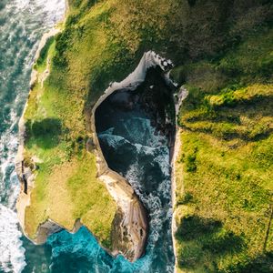 Preview wallpaper coast, rocks, aerial view, sea, surf