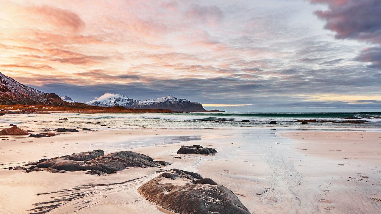 Wallpaper coast, rocks, beach, horizon, sky