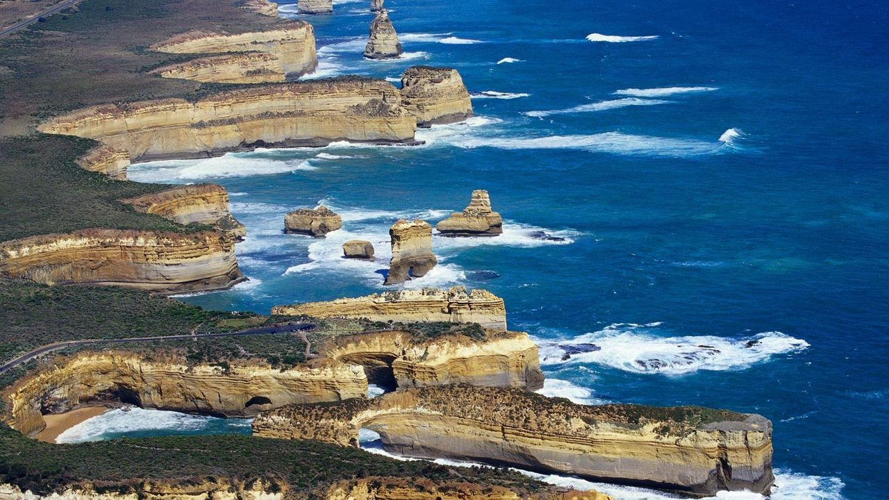 Wallpaper coast, rocks, blue water, land, sea, australia