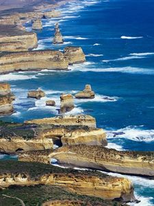 Preview wallpaper coast, rocks, blue water, land, sea, australia