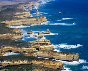 Preview wallpaper coast, rocks, blue water, land, sea, australia