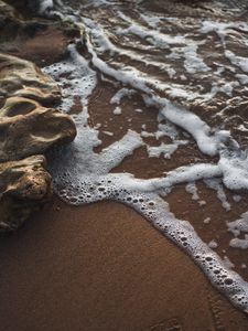 Preview wallpaper coast, rocks, foam, sea, surf