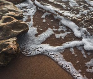 Preview wallpaper coast, rocks, foam, sea, surf