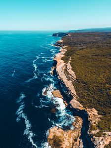 Preview wallpaper coast, rocks, sea, surf, ocean