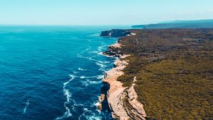Preview wallpaper coast, rocks, sea, surf, ocean