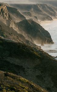 Preview wallpaper coast, rocks, sea, fog, landscape