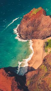 Preview wallpaper coast, rocks, sea, landscape, aerial view