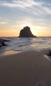 Preview wallpaper coast, rocks, sea, water, sunset