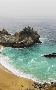 Preview wallpaper coast, rocks, sea, waves, landscape, aerial view