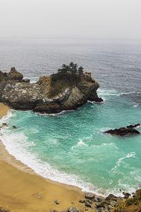 Preview wallpaper coast, rocks, sea, waves, landscape, aerial view