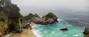 Preview wallpaper coast, rocks, sea, waves, landscape, aerial view