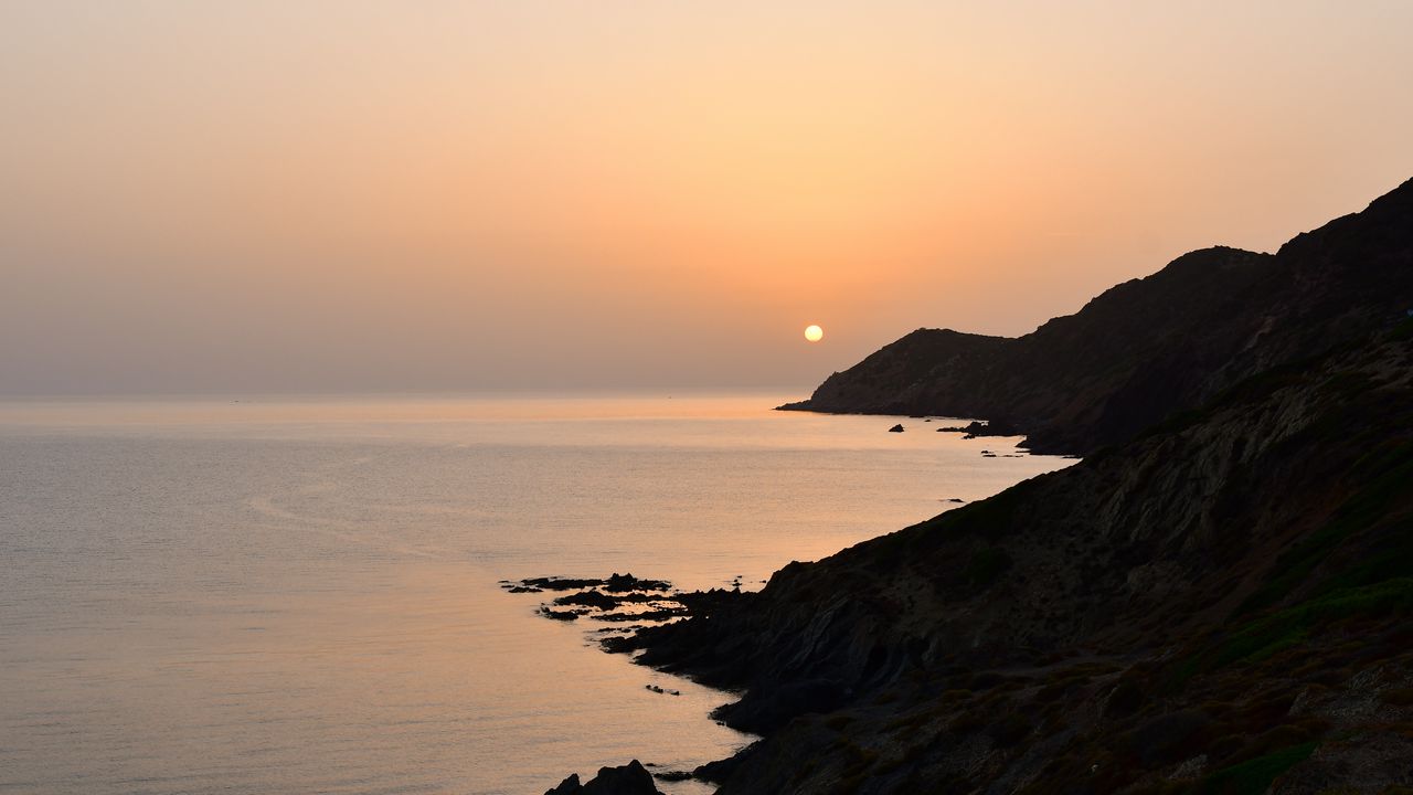 Wallpaper coast, rocks, sea, twilight, nature