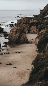 Preview wallpaper coast, rocks, stones, sand, sea