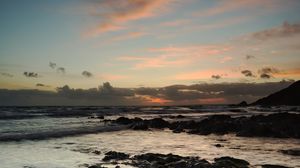 Preview wallpaper coast, rocks, stones, sea, sunset