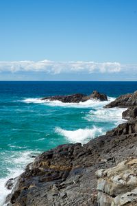 Preview wallpaper coast, rocks, surf, horizon, sea