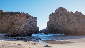 Preview wallpaper coast, rocks, water, waves, nature, landscape