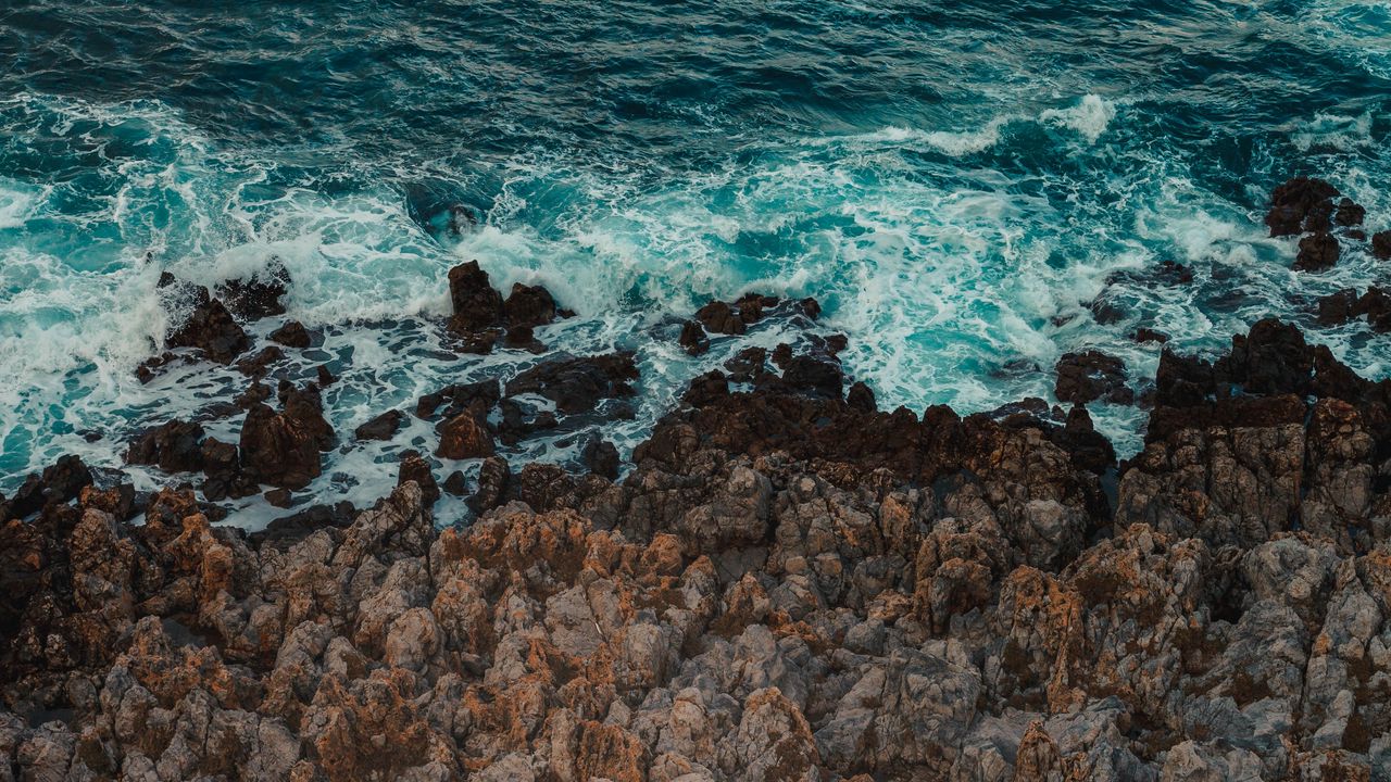 Wallpaper coast, rocks, waves, tide