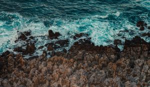 Preview wallpaper coast, rocks, waves, tide