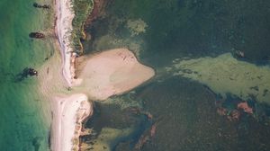 Preview wallpaper coast, sand, aerial view, water