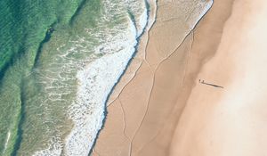 Preview wallpaper coast, sand, aerial view, water, beach