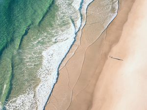 Preview wallpaper coast, sand, aerial view, water, beach