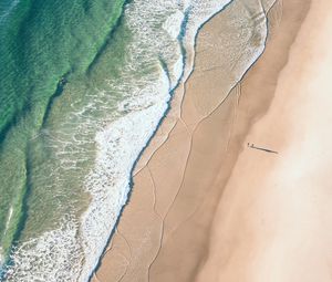 Preview wallpaper coast, sand, aerial view, water, beach
