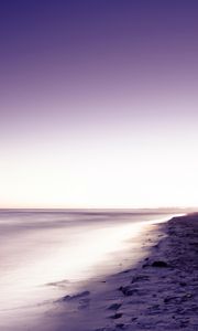 Preview wallpaper coast, sand, beach, rock, lilac