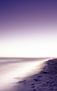 Preview wallpaper coast, sand, beach, rock, lilac