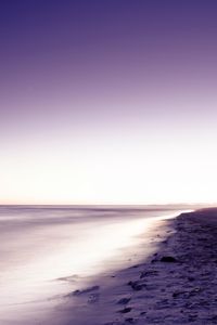 Preview wallpaper coast, sand, beach, rock, lilac