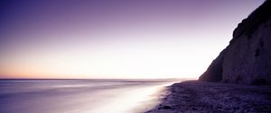 Preview wallpaper coast, sand, beach, rock, lilac