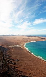 Preview wallpaper coast, sand, land, blue water, sea