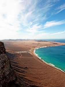 Preview wallpaper coast, sand, land, blue water, sea