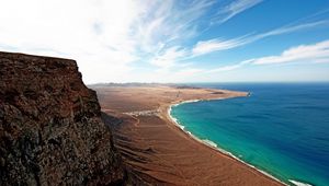 Preview wallpaper coast, sand, land, blue water, sea